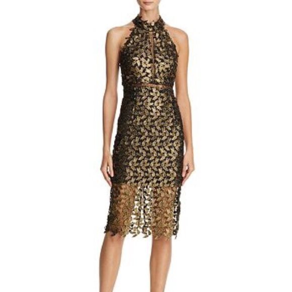 Bardot Dresses & Skirts - Bardot Gemma Lace Dress in Black & Gold Lace